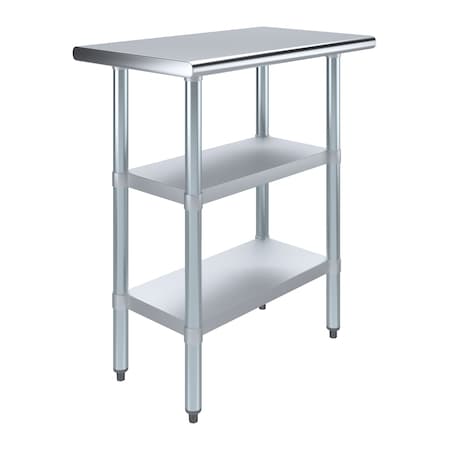 Amgood 18 in. x 30 in. Stainless Steel Table With Two Undershelves AMG WT-1830-2SH